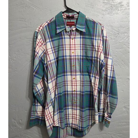 Chaps Ralph Lauren Mens Button front Plaid Casual Shirt Size Medium - Picture 1 of 6